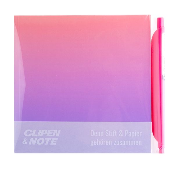 CLIPEN & Note Set (Violet Shine / Salmon Pink) koreanischer Gelschreiber + Notizbuch