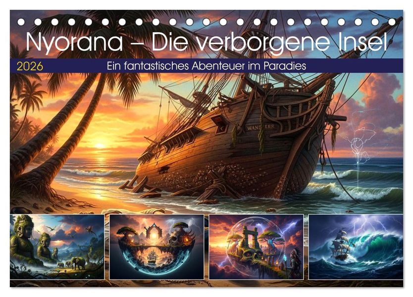Nyorana - Die verborgene Insel (Tischkalender 2026 DIN A5 quer) CALVENDO Monatskalender