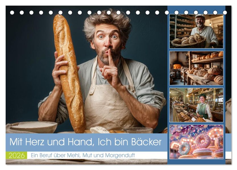 Mit Herz und Hand Ich bin Bäcker (Tischkalender 2026 DIN A5 quer) CALVENDO Monatskalender