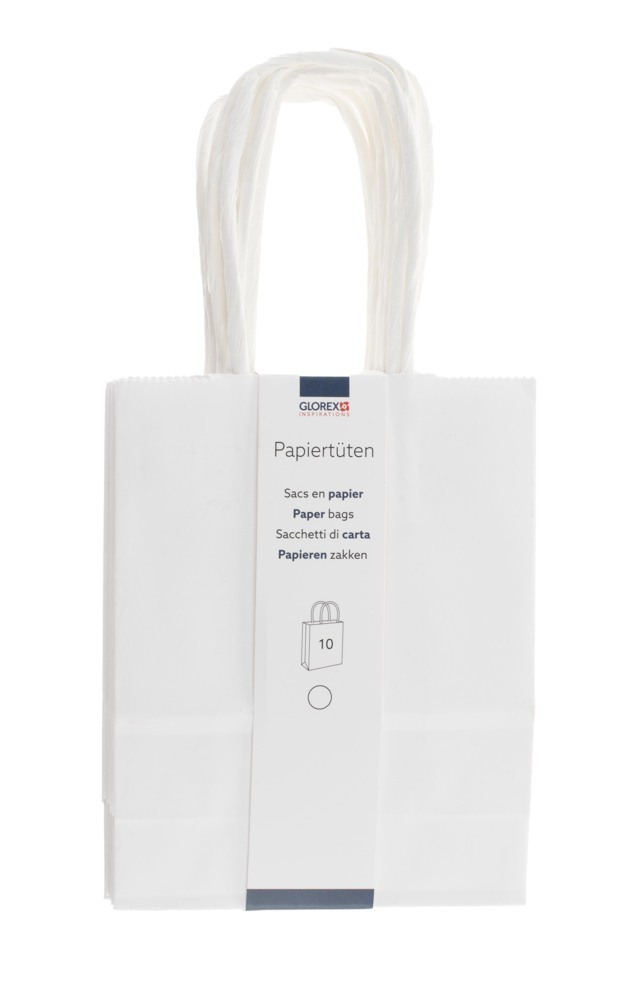 Papiertragetasche Kordelgriff 12x15x55cm weiss 10St