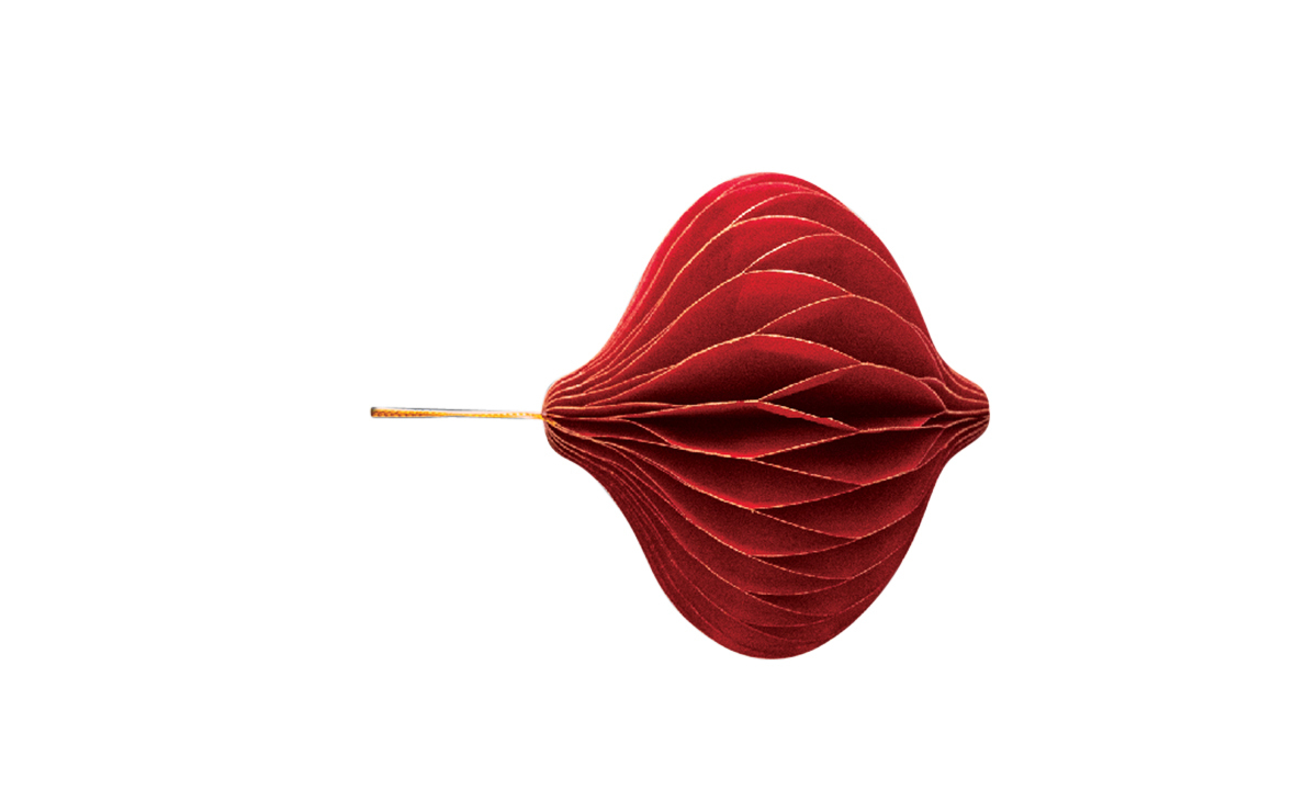 Wabentropfen mit Hänger rot 8cm 4St. Papier