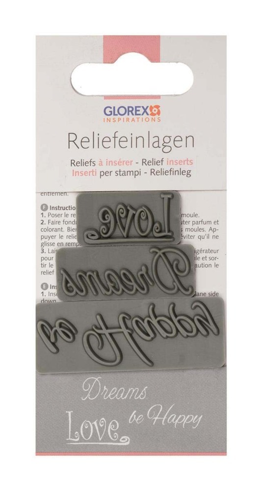 Reliefeinlage 3St Dreams / Love / be happy