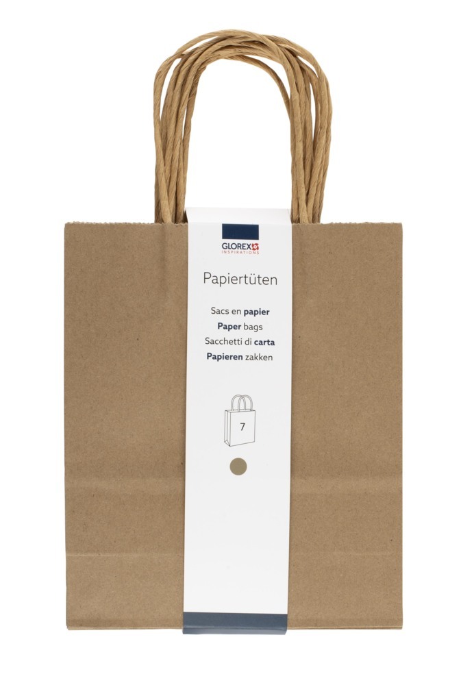 Papiertragetasche Kordelgriff 18x21x8cm natur 7St