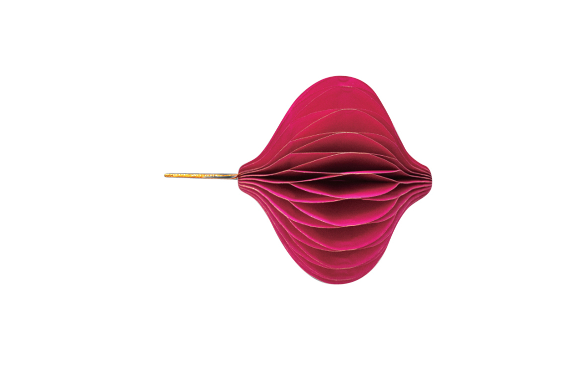Wabentropfen mit Hänger pink 8cm 4St. Papier