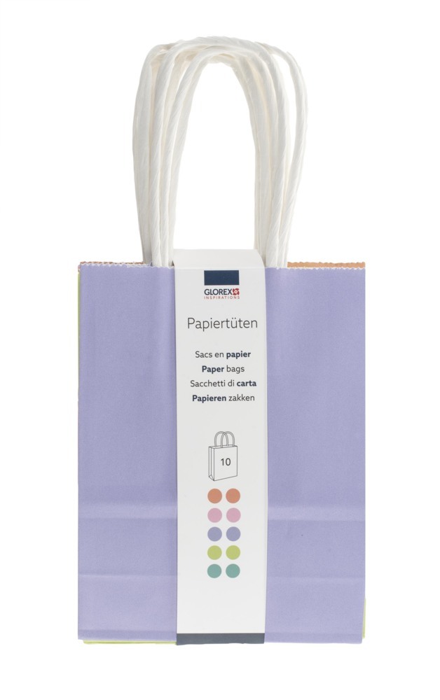 Papiertragetasche Kordelgriff 12x15x55cm 10St pastell FSC