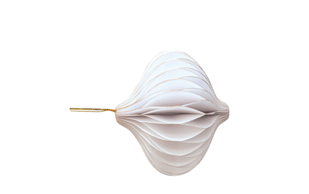 Wabentropfen mit Hängerweiss 8cm 4St. Papier
