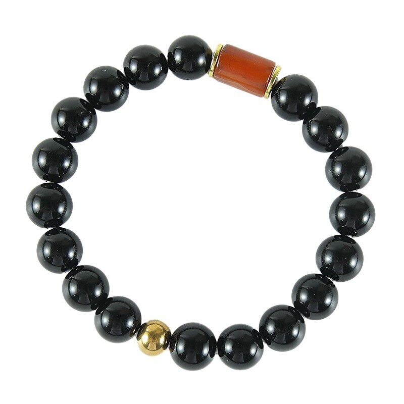 Armband Naturstein schwarz DIY 10mm