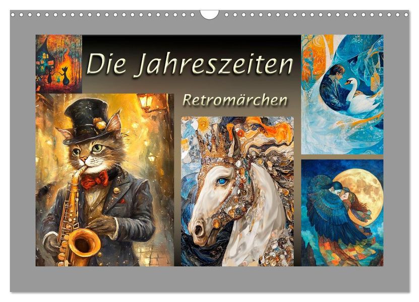 Die Jahreszeiten. Retromärchen (Wandkalender 2026 DIN A3 quer) CALVENDO Monatskalender