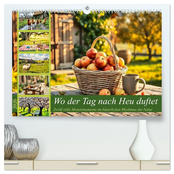 Wo der Tag nach Heu duftet - Zwölf stille Monatsmomente im bäuerlichen Rhythmus der Natur (hochwertiger Premium Wandkalender 2026 DIN A2 quer) Kunstdruck in Hochglanz