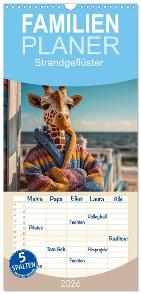 Familienplaner 2026 - Strandgeflüster mit 5 Spalten (Wandkalender 21 x 45 cm) CALVENDO