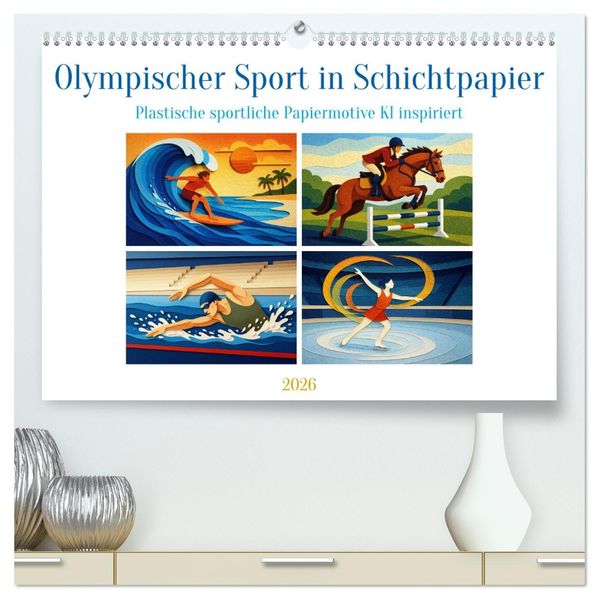 Olympischer Sport in Schichtpapier (hochwertiger Premium Wandkalender 2026 DIN A2 quer) Kunstdruck in Hochglanz