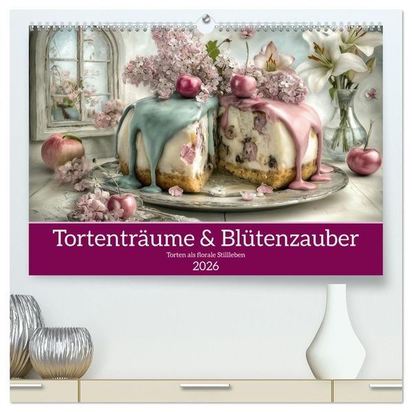 Tortenträume & Blütenzauber (hochwertiger Premium Wandkalender 2026 DIN A2 quer) Kunstdruck in Hochglanz