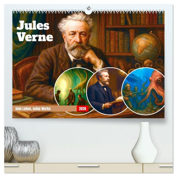 Jules Verne. Sein Leben seine Werke (hochwertiger Premium Wandkalender 2026 DIN A2 quer) Kunstdruck in Hochglanz