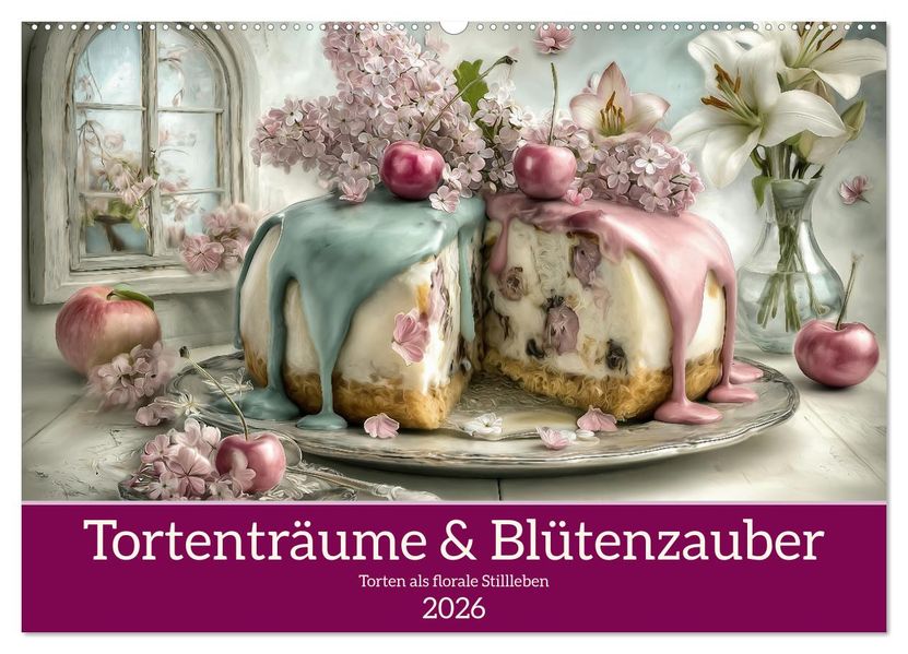 Tortenträume & Blütenzauber (Wandkalender 2026 DIN A2 quer) CALVENDO Monatskalender