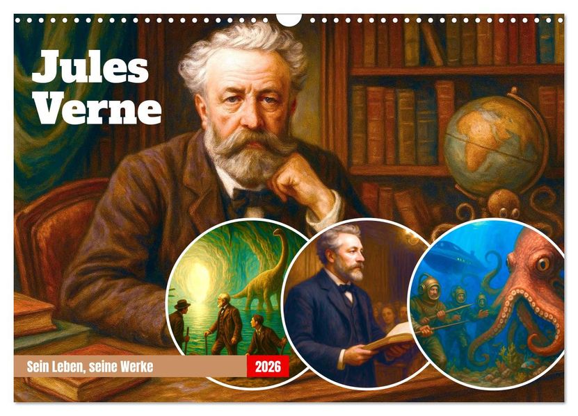 Jules Verne. Sein Leben seine Werke (Wandkalender 2026 DIN A3 quer) CALVENDO Monatskalender