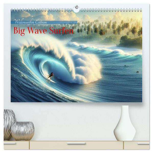 Big Wave Surfen (hochwertiger Premium Wandkalender 2026 DIN A2 quer) Kunstdruck in Hochglanz
