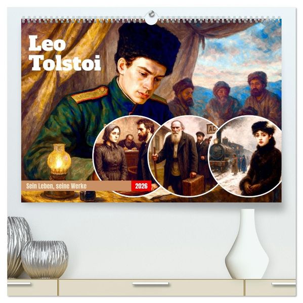 Leo Tolstoi (hochwertiger Premium Wandkalender 2026 DIN A2 quer) Kunstdruck in Hochglanz