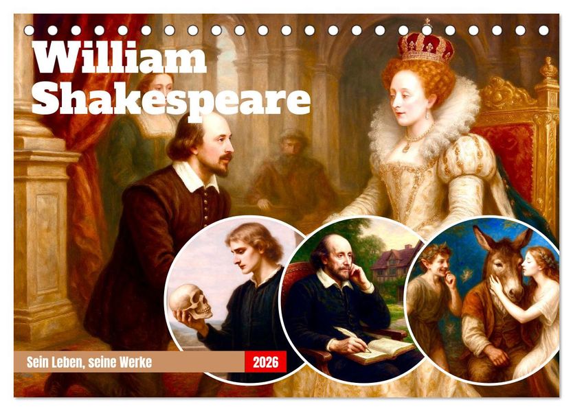 William Shakespeare (Tischkalender 2026 DIN A5 quer) CALVENDO Monatskalender