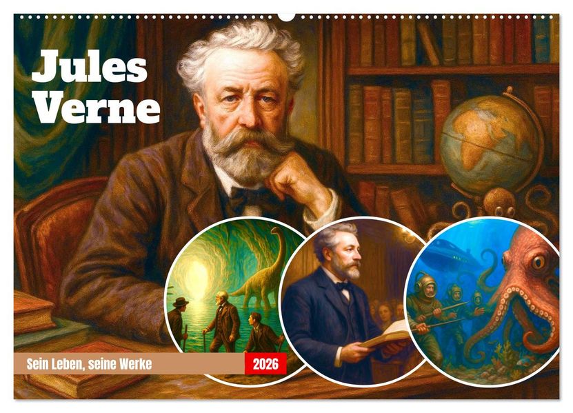 Jules Verne. Sein Leben seine Werke (Wandkalender 2026 DIN A2 quer) CALVENDO Monatskalender