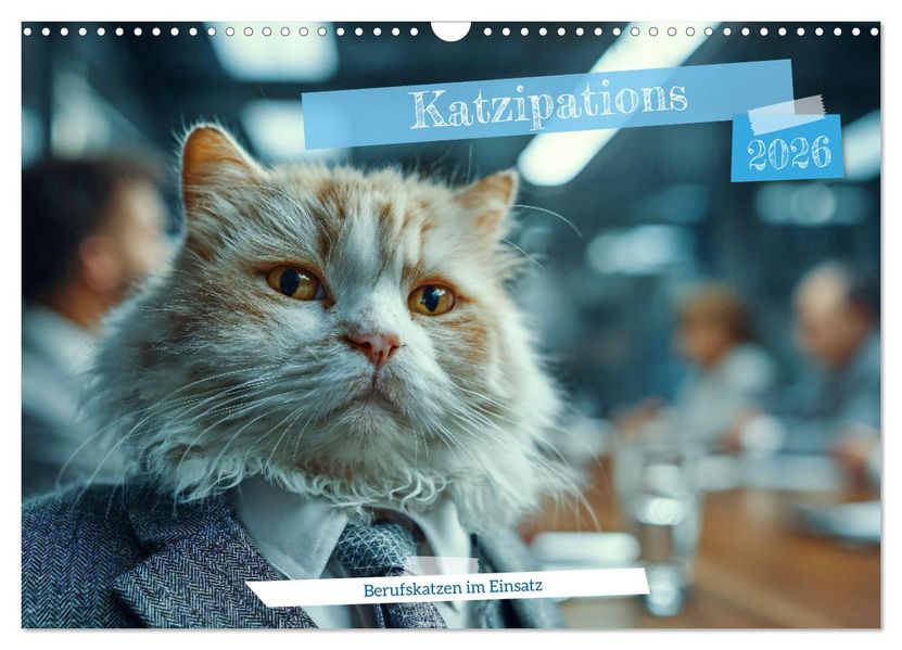 Katzipations - Berufskatzen im Einsatz (Wandkalender 2026 DIN A3 quer) CALVENDO Monatskalender