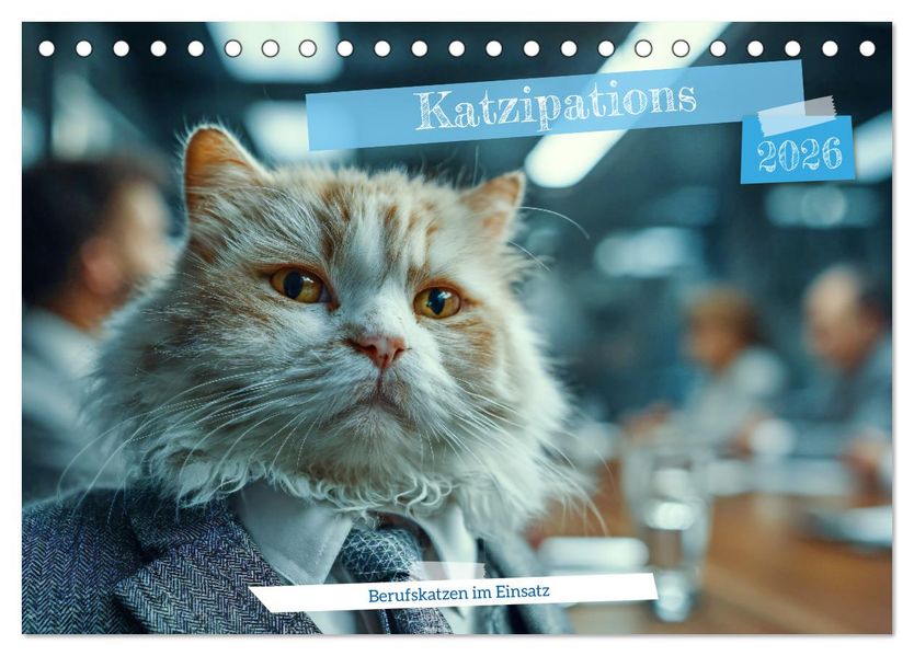 Katzipations - Berufskatzen im Einsatz (Tischkalender 2026 DIN A5 quer) CALVENDO Monatskalender