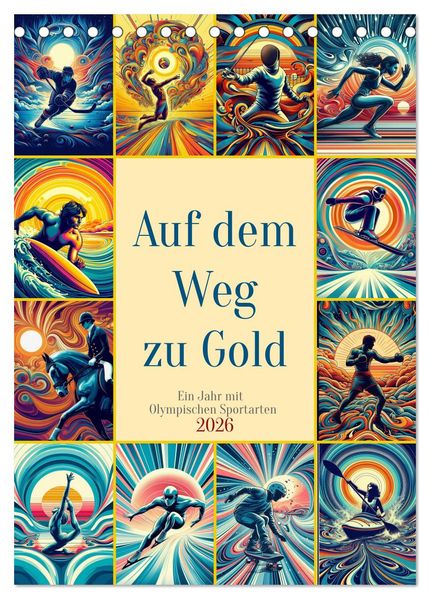 Auf dem Weg zu Gold - Ein Jahr mit Olympischen Sportarten (Tischkalender 2026 DIN A5 hoch) CALVENDO Monatskalender
