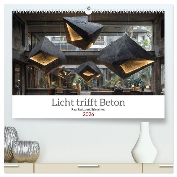 Licht trifft Beton (hochwertiger Premium Wandkalender 2026 DIN A2 quer) Kunstdruck in Hochglanz