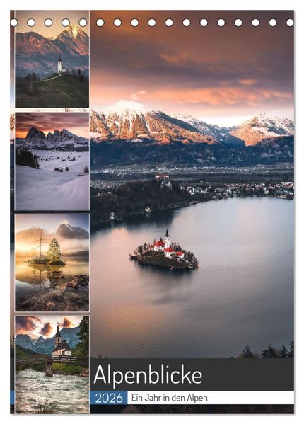 Alpenblicke - Ein Jahr in den Alpen (Tischkalender 2026 DIN A5 hoch) CALVENDO Monatskalender