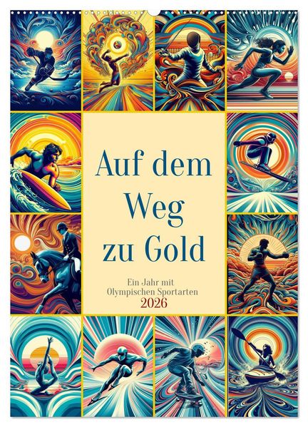 Auf dem Weg zu Gold - Ein Jahr mit Olympischen Sportarten (Wandkalender 2026 DIN A2 hoch) CALVENDO Monatskalender