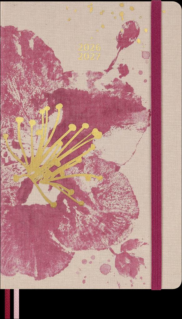 Moleskine Germany GmbH Moleskine 18 Monate Sakura Wochen Notizkalender Limitierte Ausgabe 2026/2027 L/A5 1 Wo = 1 Seite Rechts Linierte Seite Fester Einband