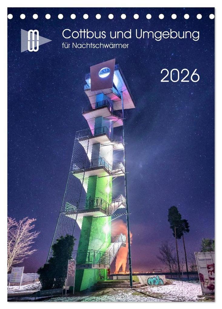 Cottbus und Umgebung für Nachtschwärmer (Tischkalender 2026 DIN A5 hoch) CALVENDO Monatskalender