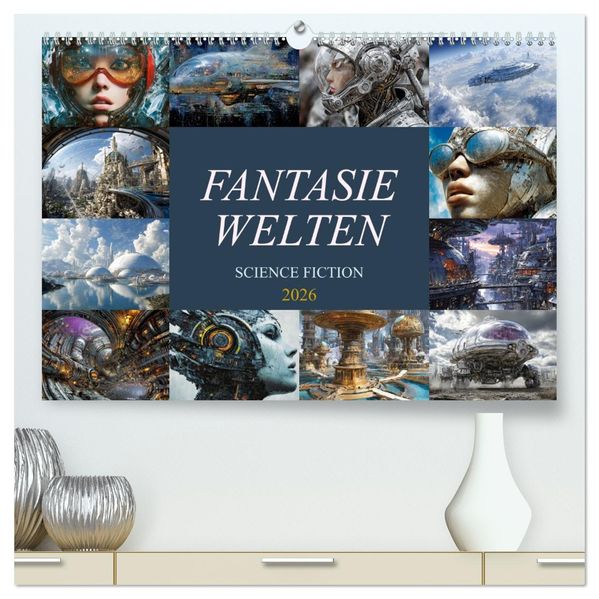 Fantasie Welten - Science Fiction (hochwertiger Premium Wandkalender 2026 DIN A2 quer) Kunstdruck in Hochglanz