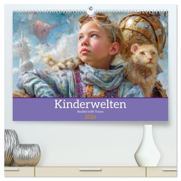 Kinderwelten - Realität trifft Traum (hochwertiger Premium Wandkalender 2026 DIN A2 quer) Kunstdruck in Hochglanz