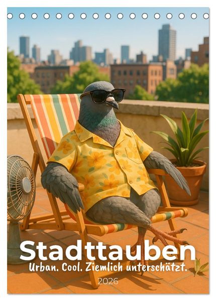 Stadttauben - Urban. Cool. Ziemlich unterschätzt. (Tischkalender 2026 DIN A5 hoch) CALVENDO Monatskalender