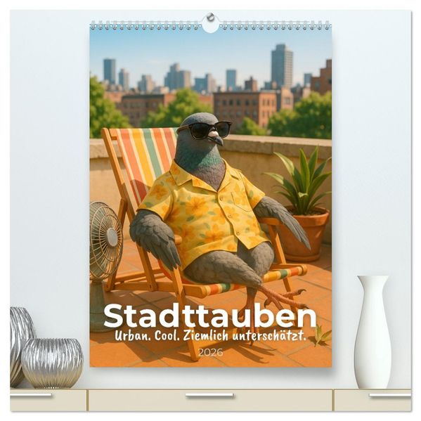 Stadttauben - Urban. Cool. Ziemlich unterschätzt. (hochwertiger Premium Wandkalender 2026 DIN A2 hoch) Kunstdruck in Hochglanz
