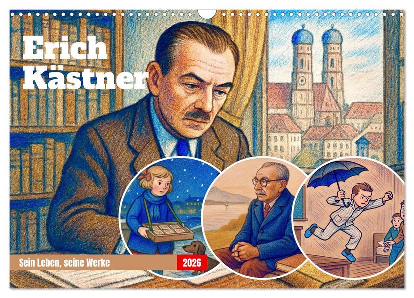 Erich Kästner (Wandkalender 2026 DIN A3 quer) CALVENDO Monatskalender