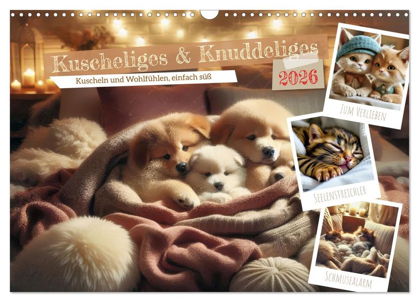 Kuscheliges & Knuddeliges (Wandkalender 2026 DIN A3 quer) CALVENDO Monatskalender