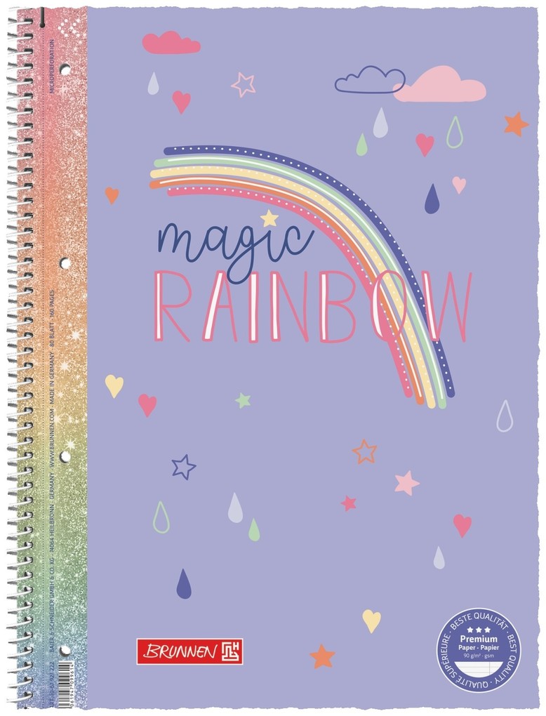 BRUNNEN Collegeblock Premium Magic Rainbow A4 Lineatur 27 80 Blatt violett/bunt