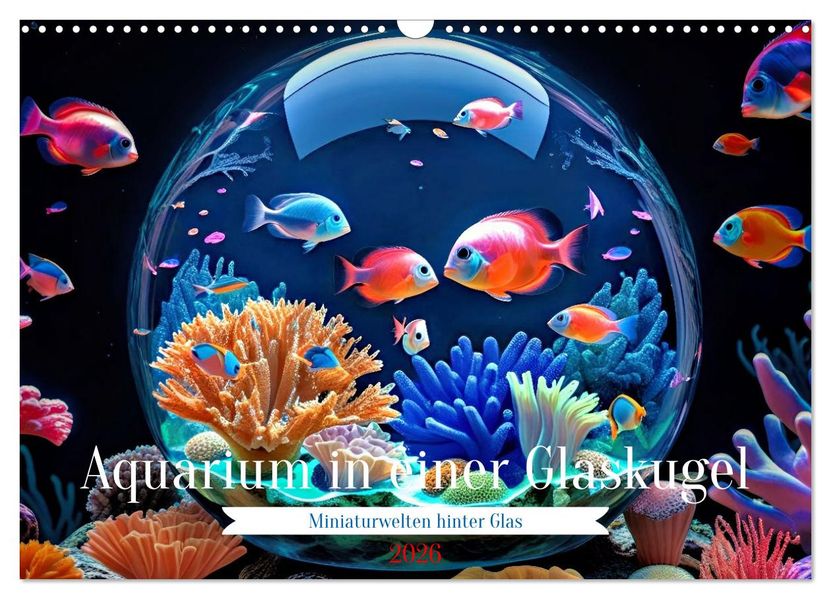 Aquarium in einer Glaskugel (Wandkalender 2026 DIN A3 quer) CALVENDO Monatskalender