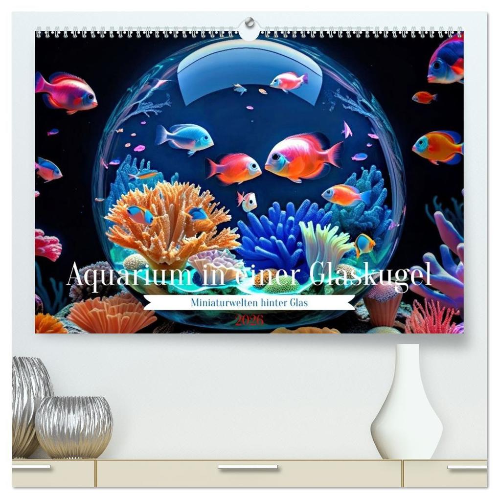 Aquarium in einer Glaskugel (hochwertiger Premium Wandkalender 2026 DIN A2 quer) Kunstdruck in Hochglanz