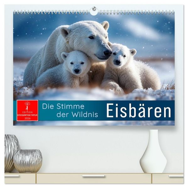 Eisbären - die Stimme der Wildnis (hochwertiger Premium Wandkalender 2026 DIN A2 quer) Kunstdruck in Hochglanz
