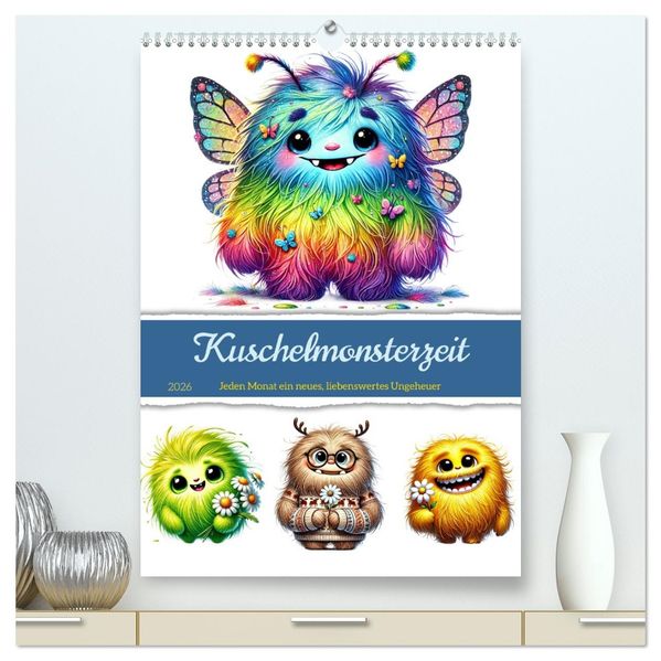 Kuschelmonsterzeit (hochwertiger Premium Wandkalender 2026 DIN A2 hoch) Kunstdruck in Hochglanz