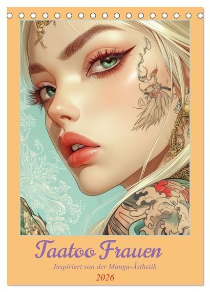 Taatoo Frauen - Inspiriert von der Manga-Ästhetik (Tischkalender 2026 DIN A5 hoch) CALVENDO Monatskalender