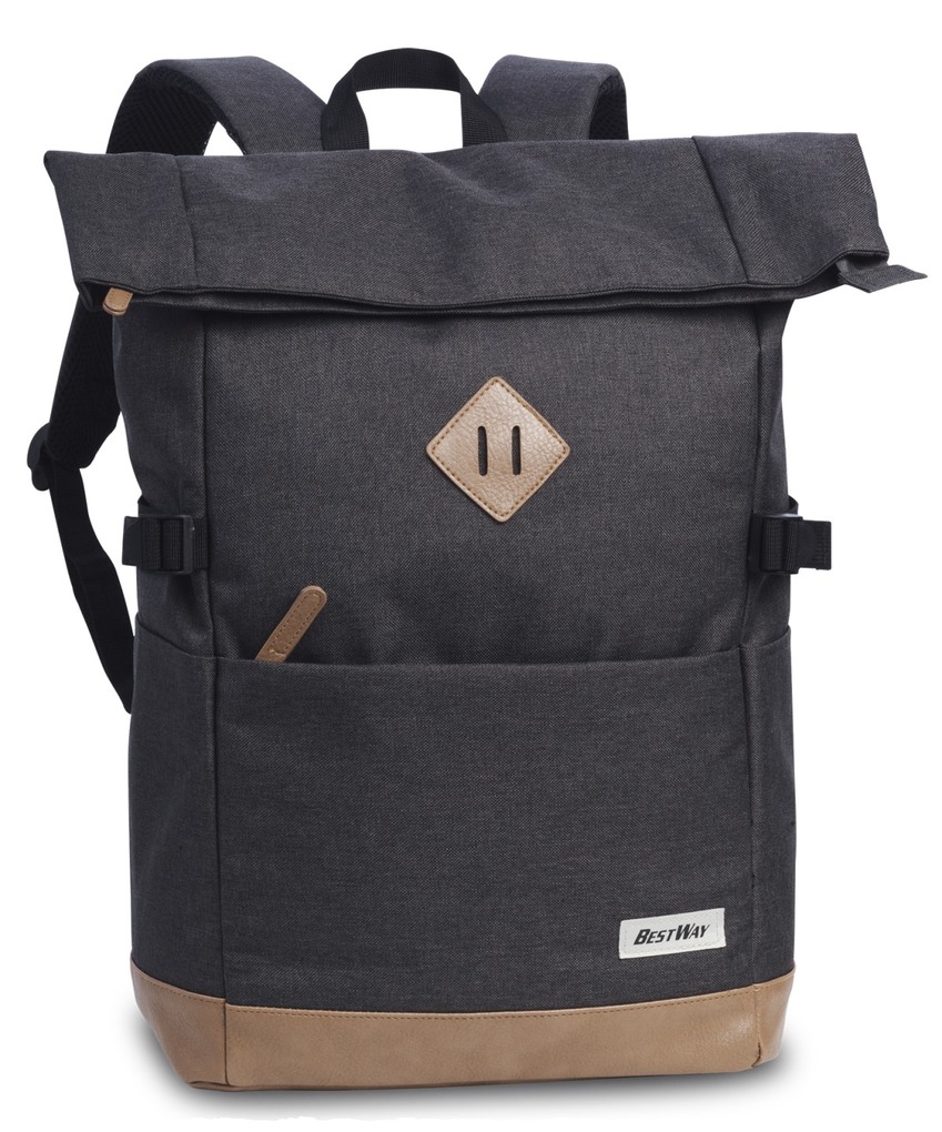 BESTWAY® Rucksack Campus Sytle Rolltop schwarz variabel von 19 bis 25 Litern