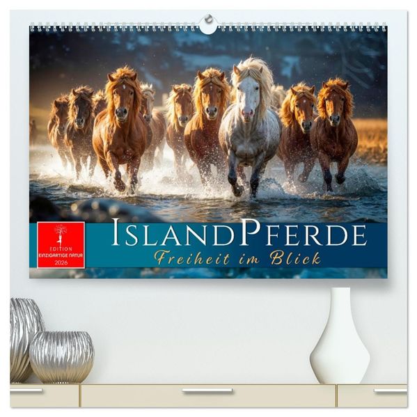 Islandpferde - Freiheit im Blick (hochwertiger Premium Wandkalender 2026 DIN A2 quer) Kunstdruck in Hochglanz