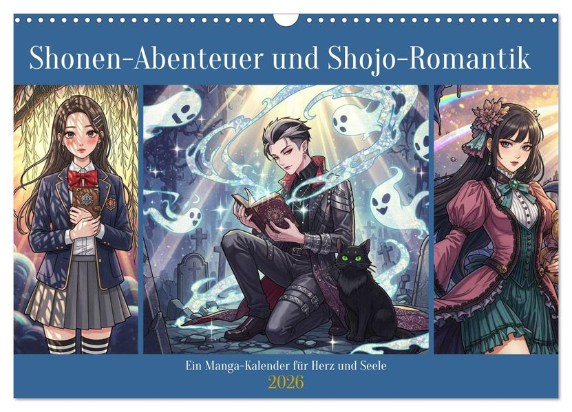 Shnen-Abenteuer und Shjo-Romantik - Ein Manga-Kalender für Herz und Seele (Wandkalender 2026 DIN A3 quer) CALVENDO Monatskalender