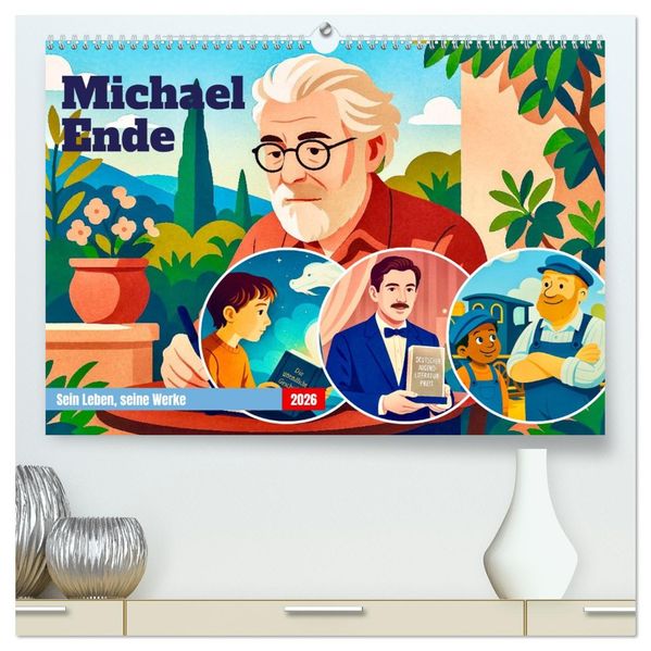 Michael Ende (hochwertiger Premium Wandkalender 2026 DIN A2 quer) Kunstdruck in Hochglanz