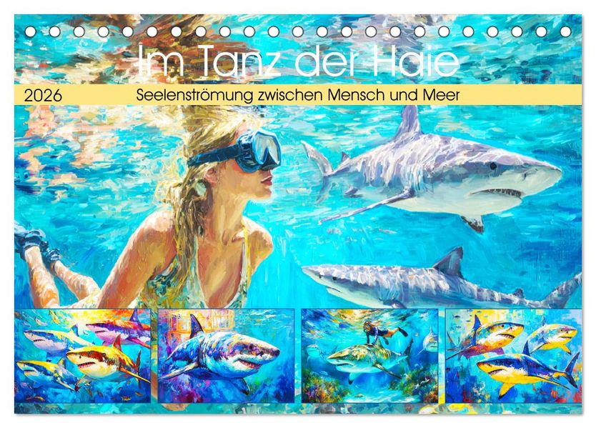 Im Tanz der Haie. Seelenströmung zwischen Mensch und Meer (Tischkalender 2026 DIN A5 quer) CALVENDO Monatskalender
