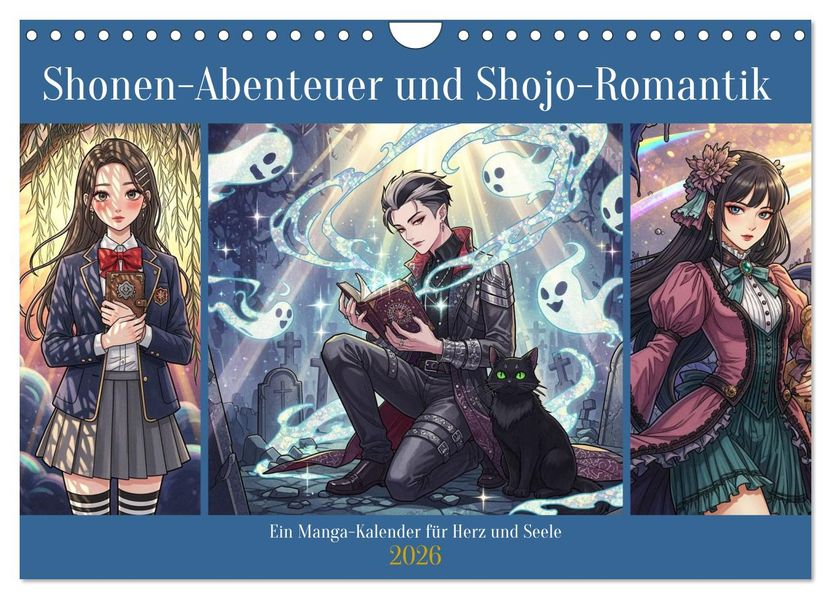 Shnen-Abenteuer und Shjo-Romantik - Ein Manga-Kalender für Herz und Seele (Wandkalender 2026 DIN A4 quer) CALVENDO Monatskalender