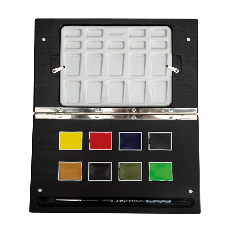 Schmincke Horadam Aquarell Holzkasten 8 x XL-Näpfchen + Pinsel + Palette